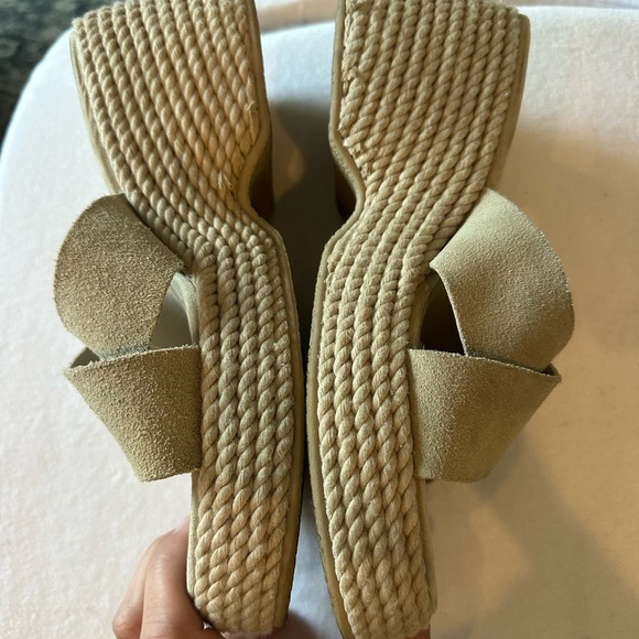 Zara Suede Leather Criss Cross Platform Chunky Espadrille Sandals - Picture 6 of 7